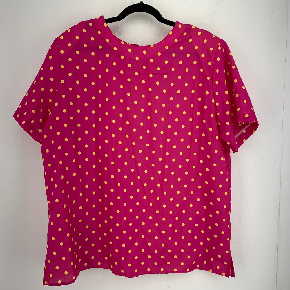 Vintage Orare Womens 22W Polka Dot Short Sleeve Blouse Top Retro Mod Pop 90s